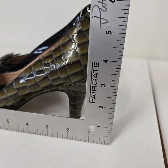 ANYILU Women Heels Patent‎ Leather Crocodile Embossed Buckle Made in Italy 39 - Picture 7 of 8